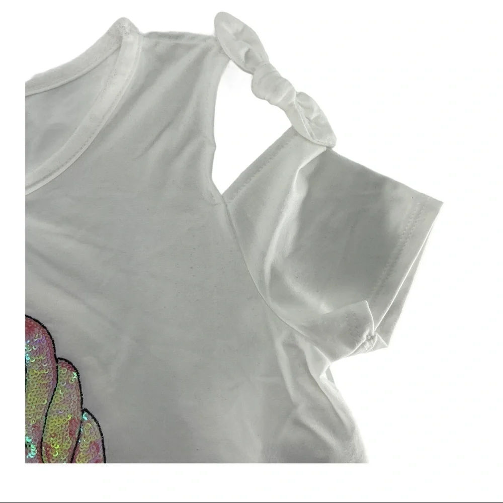 btween Unicorn Sequin Cold Shoulder Top Size 12 - Picture 5 of 8